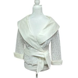 KM Collections Lace Faux Wrap Blouse